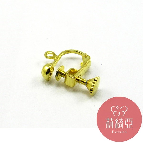 【60057】半球螺絲耳夾 (金色 / 5對入)
