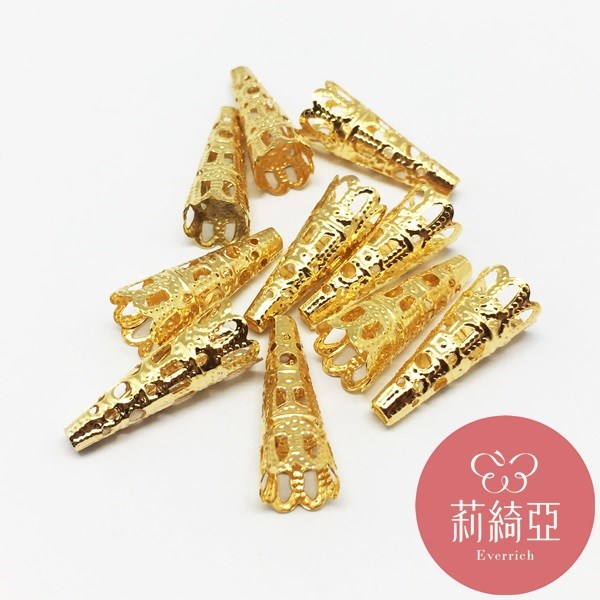 【60571】春仔花 纏花 飾件&流蘇頭-10入金色23mm
