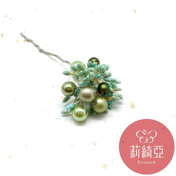 【60344】新娘珠飾花心組-綠色 (2入)