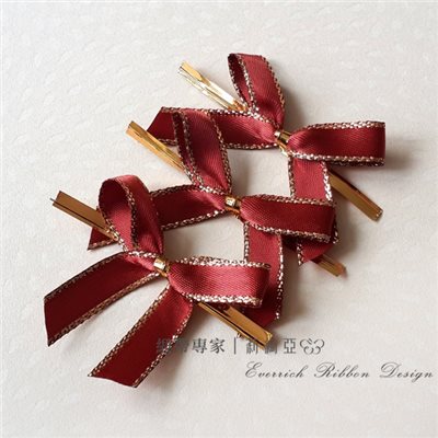 【30023】特多緞帶蝴蝶結-酒紅 9mm