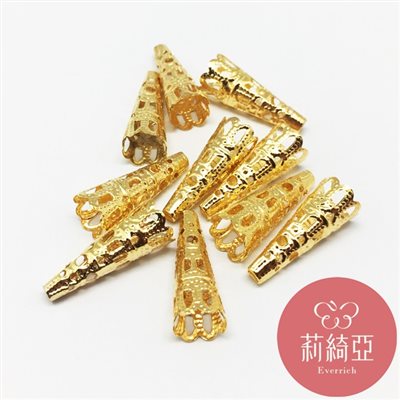 【60571】春仔花 纏花 飾件&流蘇頭-10入金色23mm
