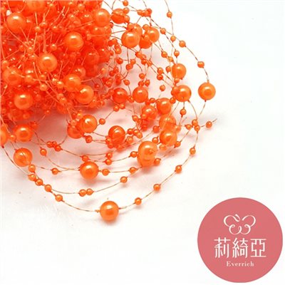 【60090-2】新娘捧花大小連線珍珠-橘色